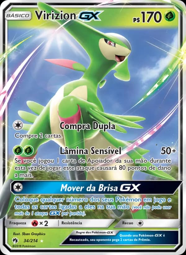 Virizion GX, carta 34 de Trovões Perdidos