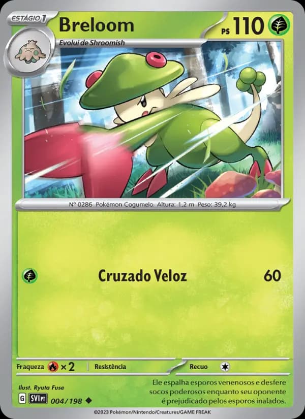 Breloom, carta 004 de Escarlate e Violeta