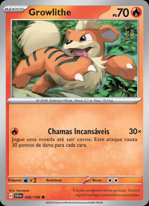 Growlithe, carta 030 de Escarlate e Violeta