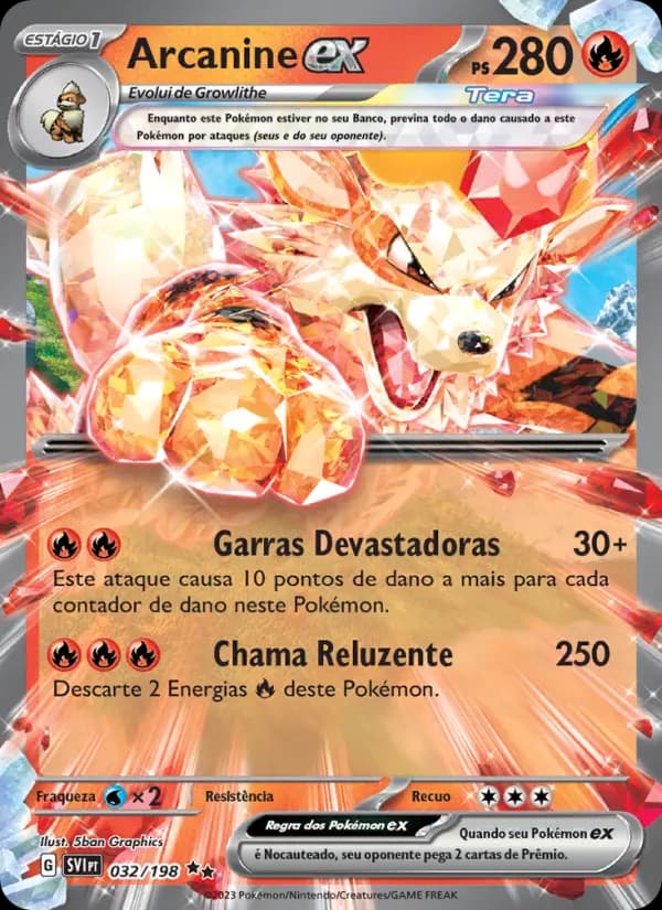 Arcanine ex, carta 032 de Escarlate e Violeta