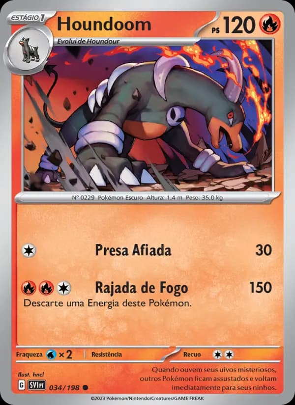 Houndoom, carta 034 de Escarlate e Violeta