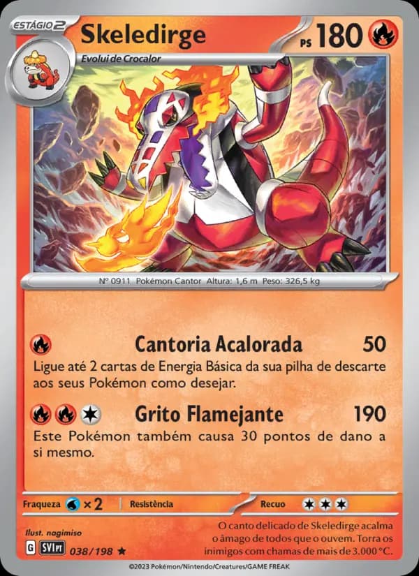 Skeledirge, carta 038 de Escarlate e Violeta