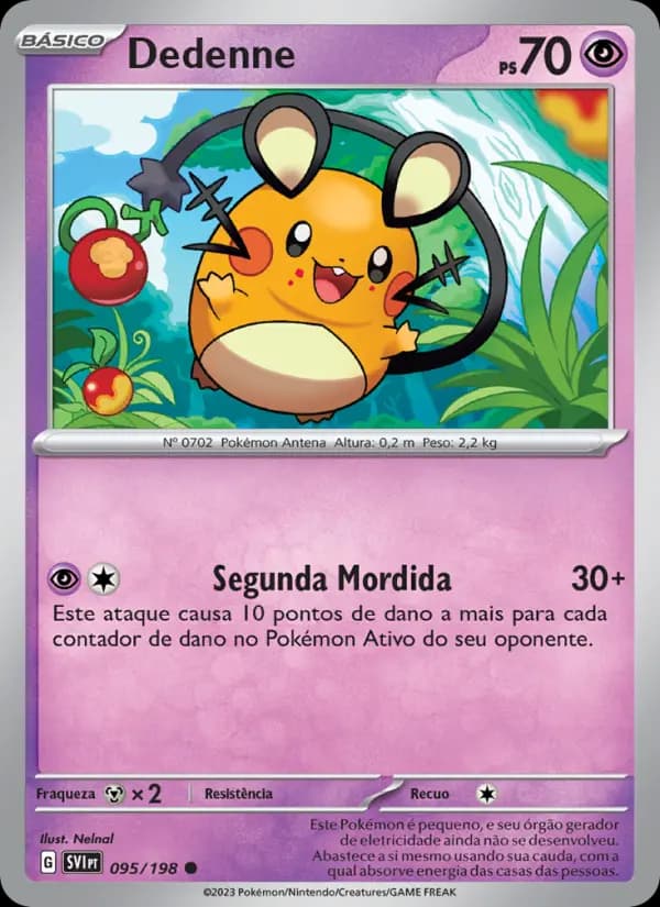 Dedenne, carta 095 de Escarlate e Violeta