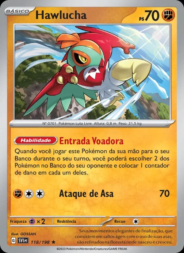 Hawlucha, carta 118 de Escarlate e Violeta