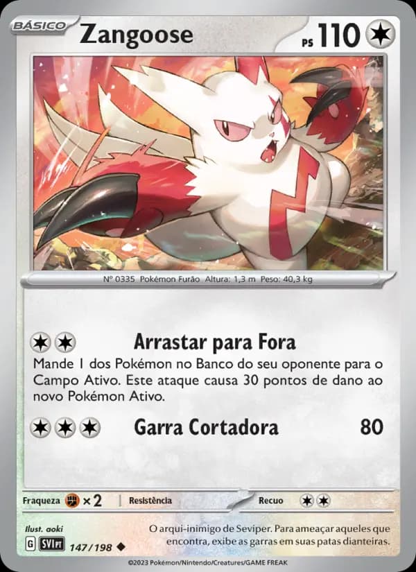 Zangoose, carta 147 de Escarlate e Violeta