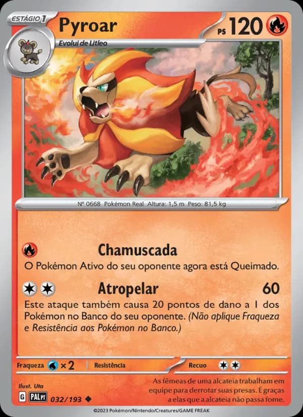 Pyroar, carta 032 de Evoluções em Paldea