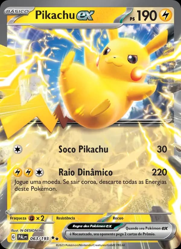 Pikachu ex, carta 063 de Evoluções em Paldea