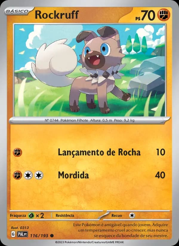 Rockruff, carta 116 de Evoluções em Paldea