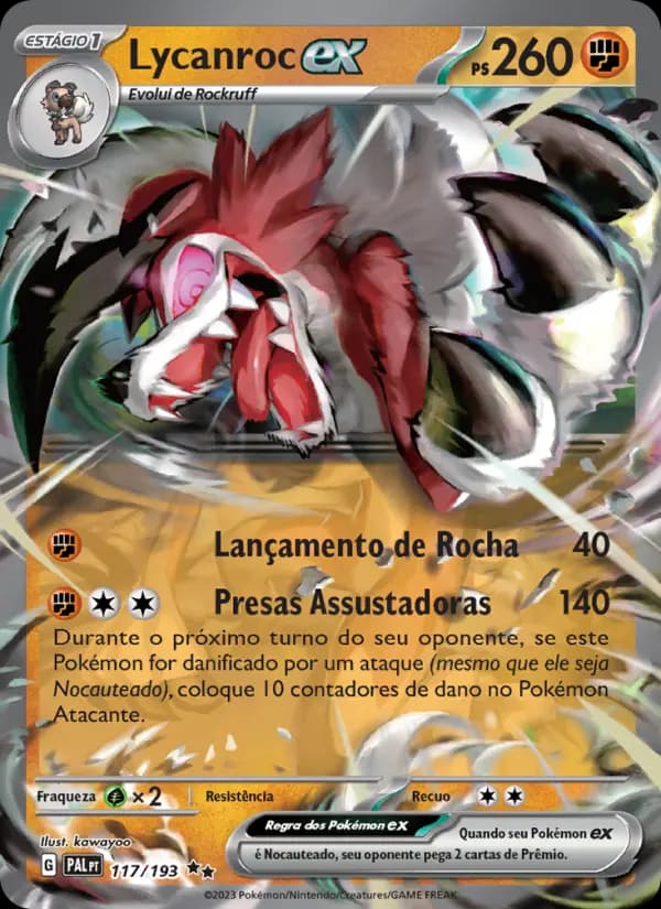 Lycanroc ex, carta 117 de Evoluções em Paldea