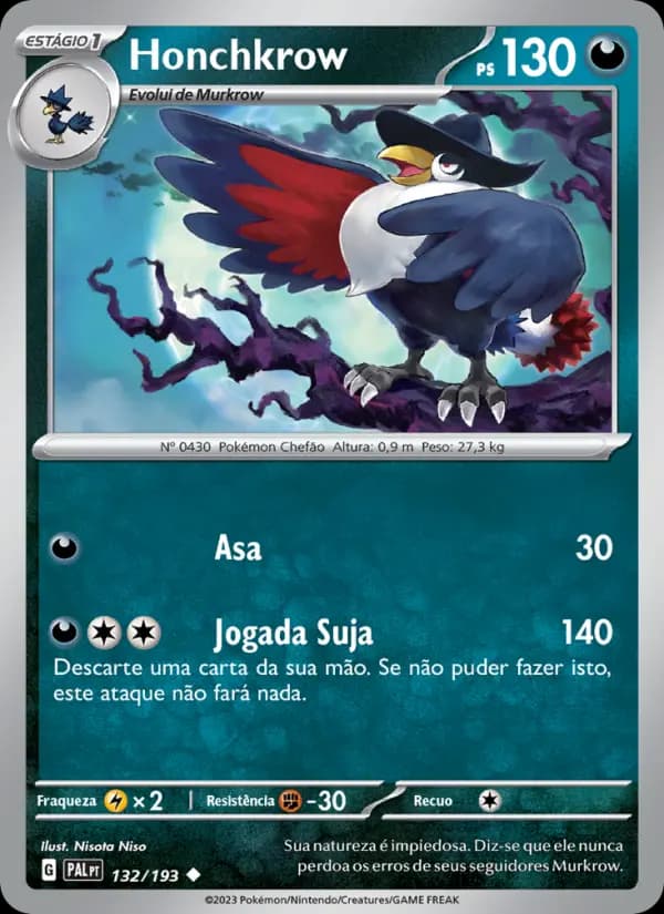 Honchkrow, carta 132 de Evoluções em Paldea