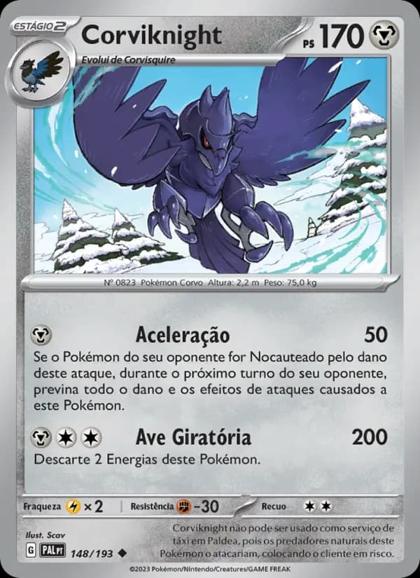 Corviknight, carta 148 de Evoluções em Paldea