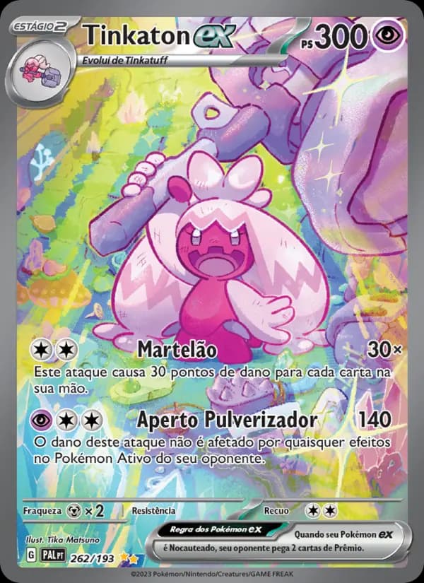 Tinkaton ex, carta 262 de Evoluções em Paldea