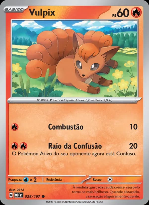 Vulpix, carta 028 de Obsidiana em Chamas
