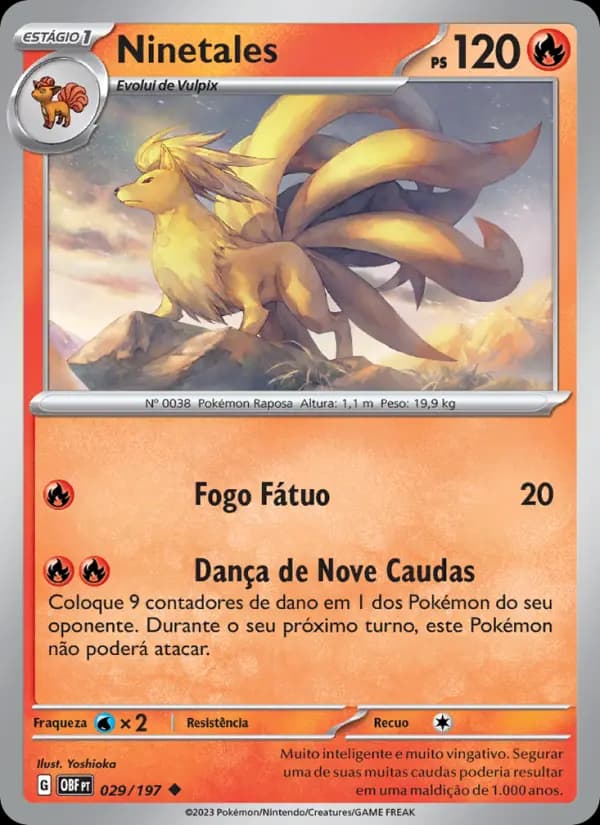 Ninetales, carta 029 de Obsidiana em Chamas