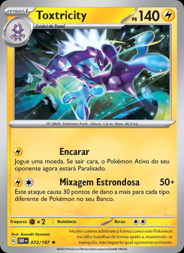 Toxtricity, carta 072 de Obsidiana em Chamas