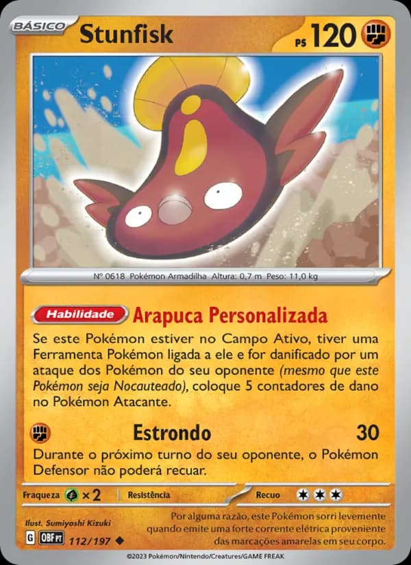 Stunfisk, carta 112 de Obsidiana em Chamas