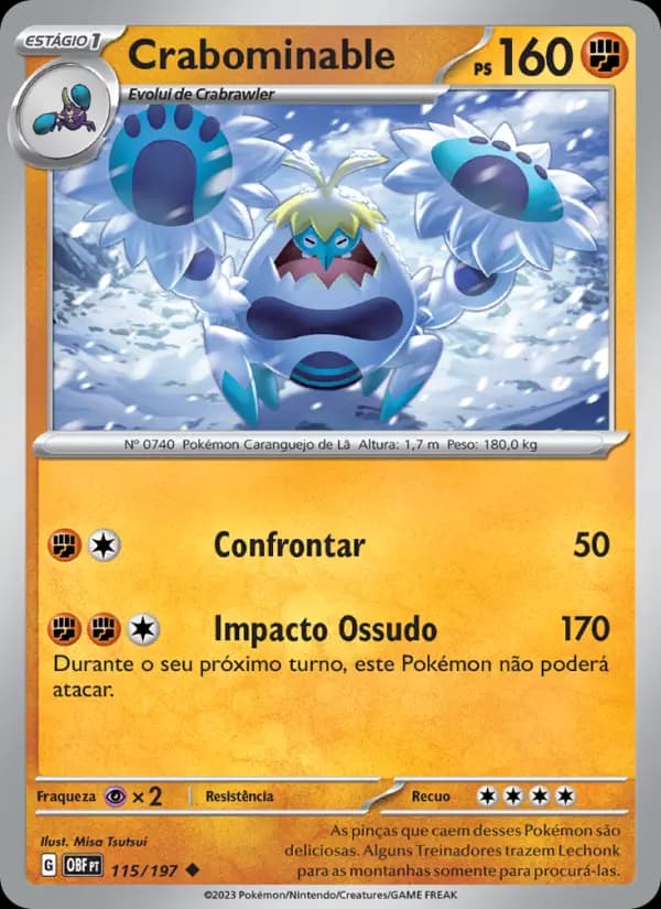Crabominable, carta 115 de Obsidiana em Chamas