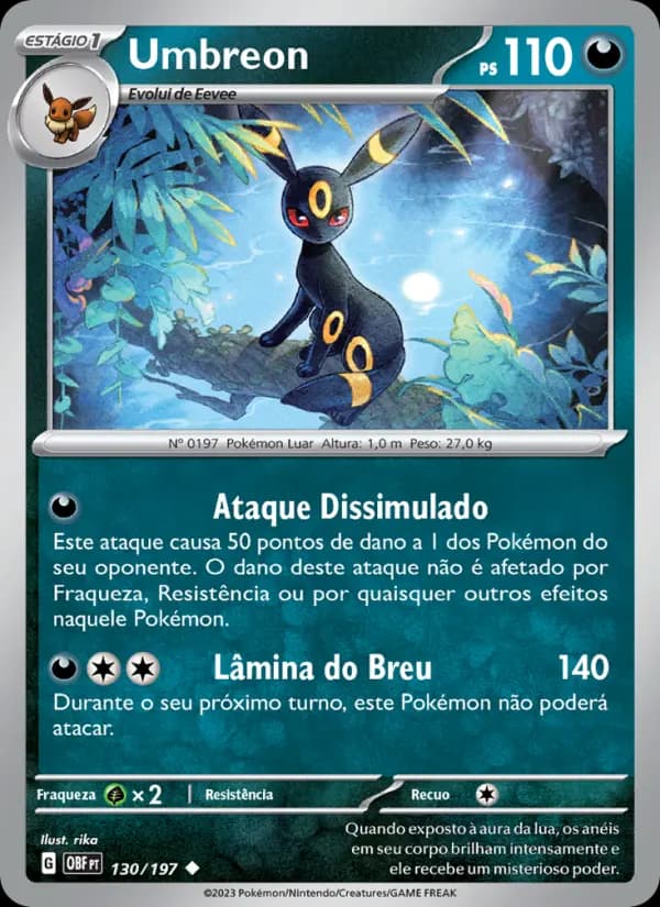 Umbreon, carta 130 de Obsidiana em Chamas