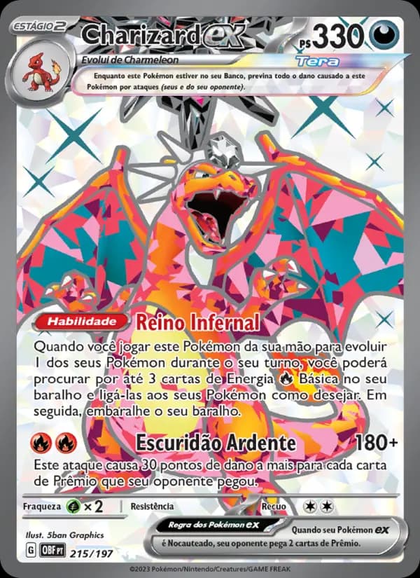 Charizard ex, carta 215 de Obsidiana em Chamas