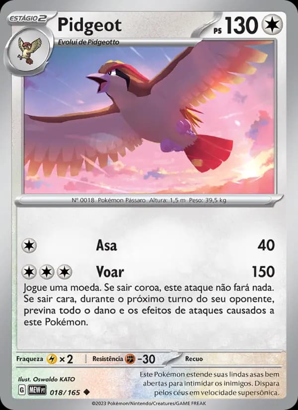 Pidgeot, carta 018 de 151