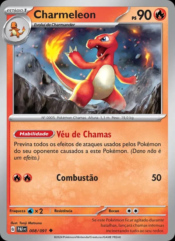 Charmeleon, carta 008 de Destinos de Paldea