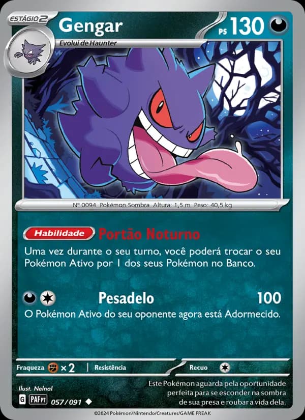 Gengar, carta 057 de Destinos de Paldea