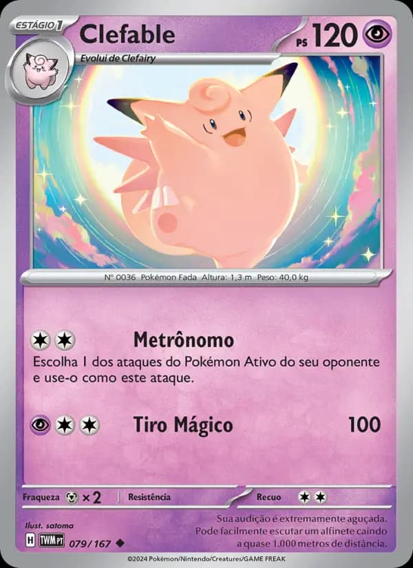 Clefable, carta 079 de Máscaras do Crepúsculo