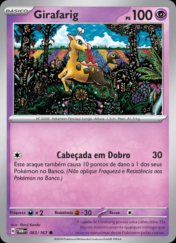 Girafarig, carta 083 de Máscaras do Crepúsculo