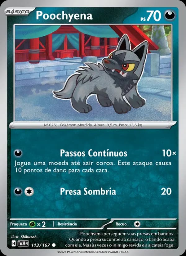Poochyena, carta 113 de Máscaras do Crepúsculo