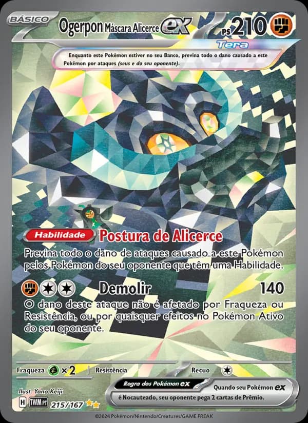 Ogerpon Máscara Alicerce ex, carta 215 de Máscaras do Crepúsculo