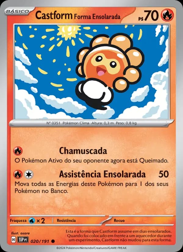 Castform Forma Ensolarada, carta 020 de Fagulhas Impetuosas