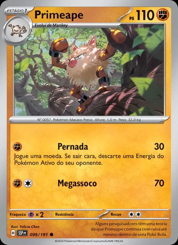 Primeape, carta 099 de Fagulhas Impetuosas