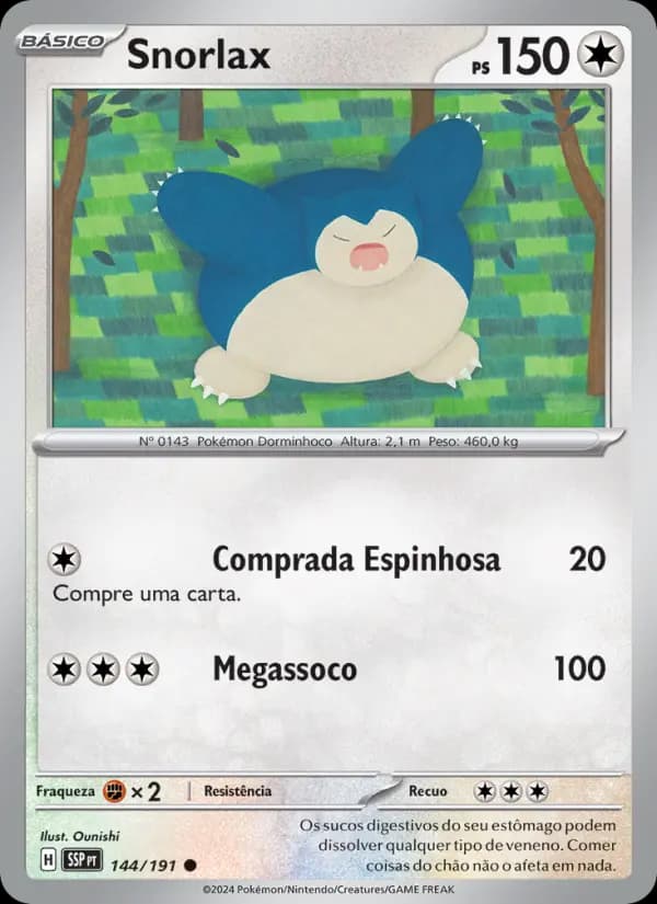 Snorlax, carta 144 de Fagulhas Impetuosas