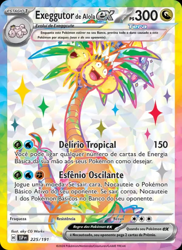 Exeggutor de Alola ex, carta 225 de Fagulhas Impetuosas