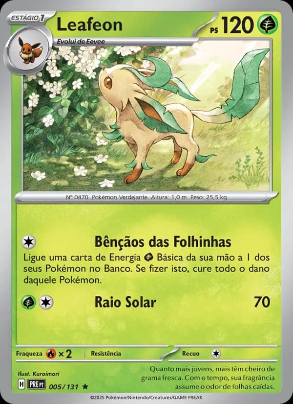 Leafeon, carta 005 de Evoluções Prismáticas