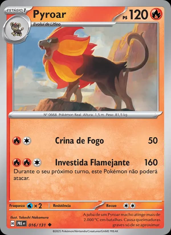 Pyroar, carta 016 de Evoluções Prismáticas