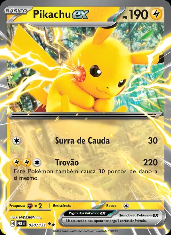 Pikachu ex, carta 028 de Evoluções Prismáticas