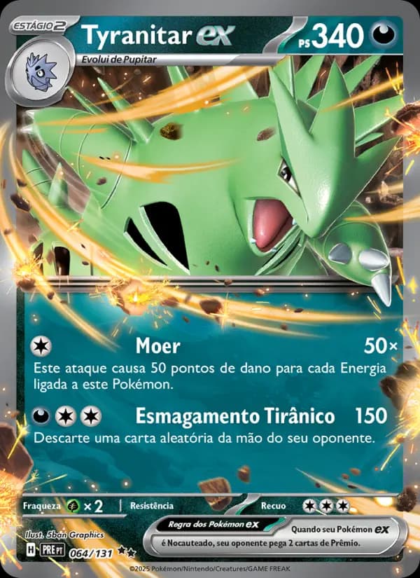 Tyranitar ex, carta 064 de Evoluções Prismáticas