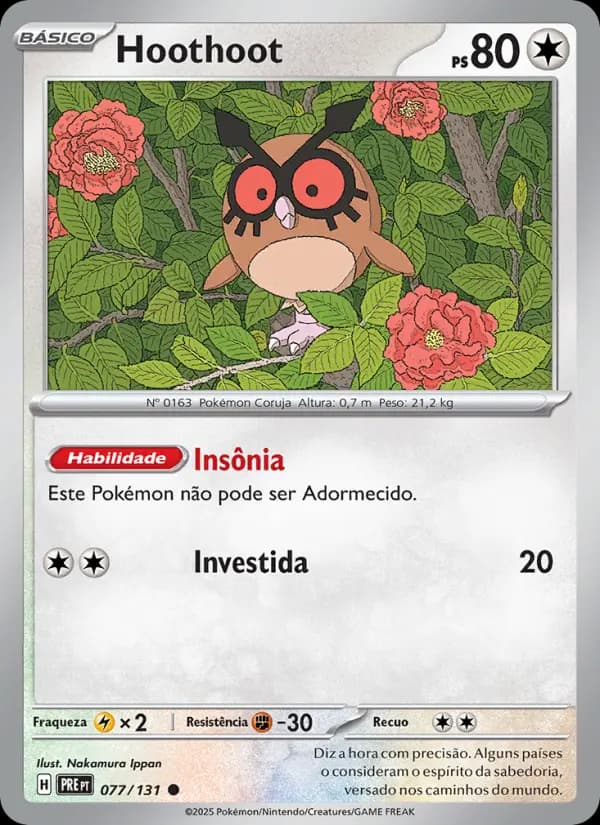 Hoothoot, carta 077 de Evoluções Prismáticas