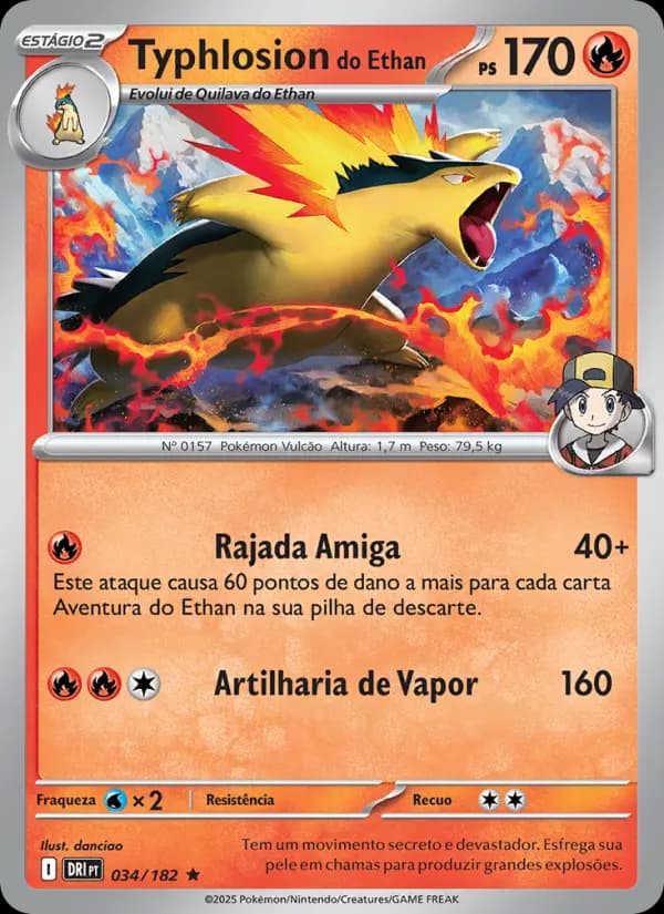Typhlosion do Ethan, carta 034 de Rivais Predestinados