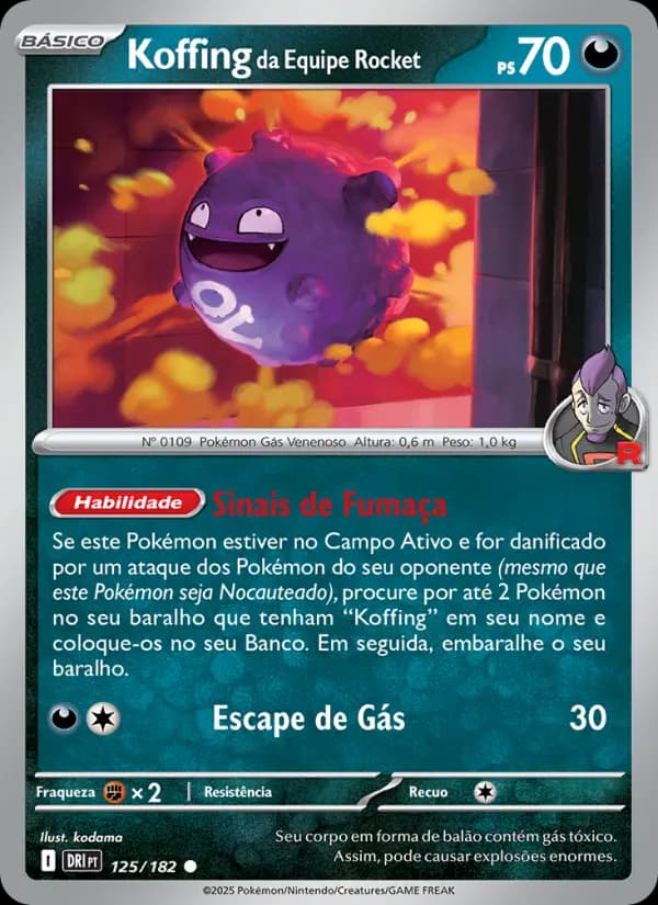 Koffing da Equipe Rocket, carta 125 de Rivais Predestinados