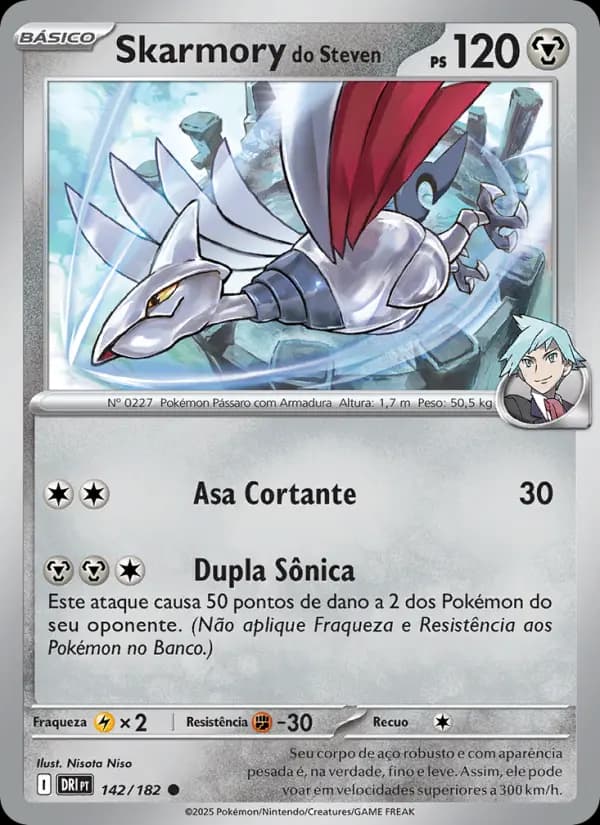 Skarmory do Steven, carta 142 de Rivais Predestinados
