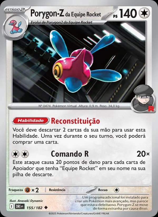 Porygon-Z da Equipe Rocket, carta 155 de Rivais Predestinados