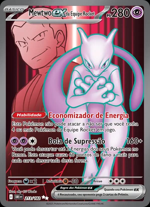 Mewtwo ex da Equipe Rocket, carta 213 de Rivais Predestinados