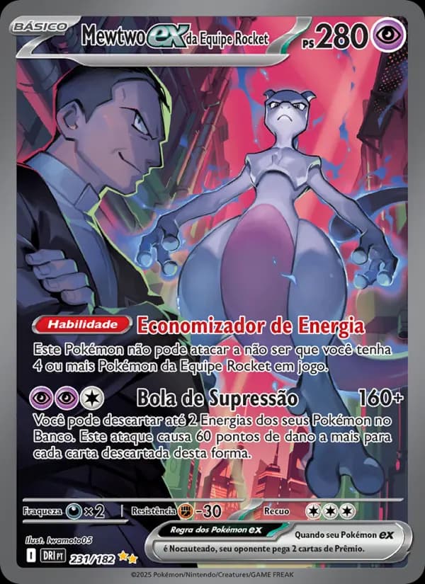 Mewtwo ex da Equipe Rocket, carta 231 de Rivais Predestinados