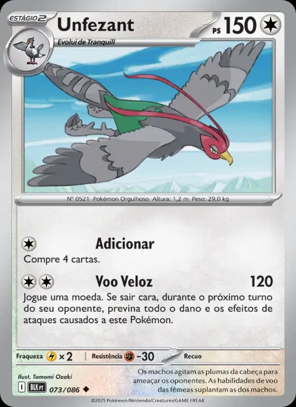 Unfezant, carta 073 de Raio Preto
