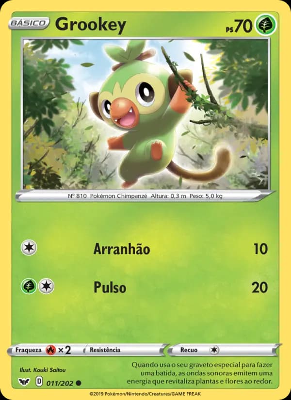 Grookey, carta 11 de Espada e Escudo