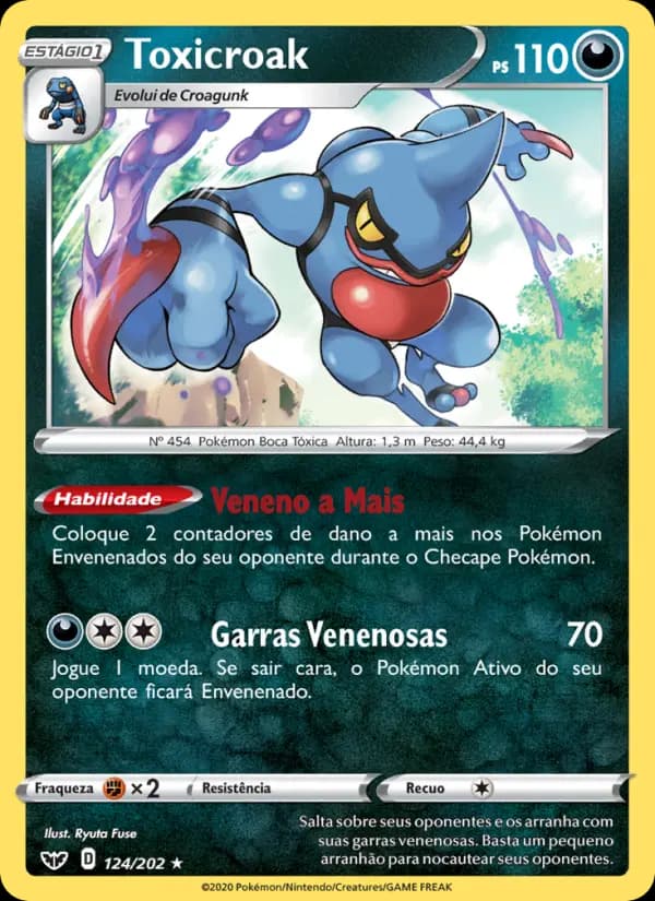 Toxicroak, carta 124 de Espada e Escudo
