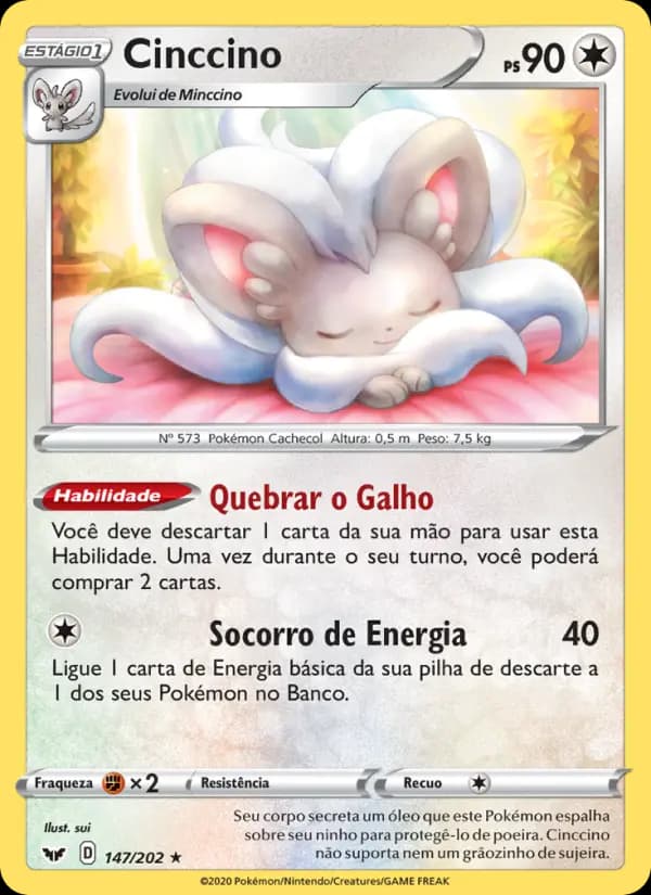 Cinccino, carta 147 de Espada e Escudo