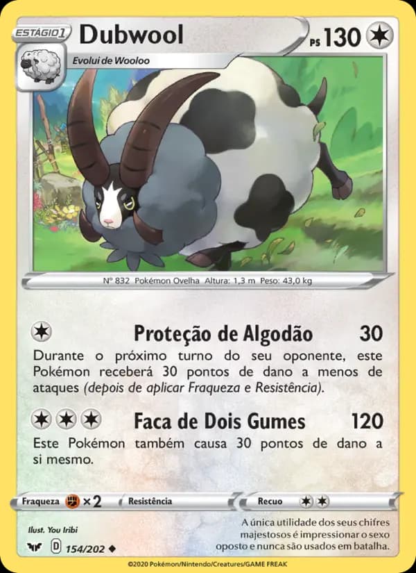 Dubwool, carta 154 de Espada e Escudo